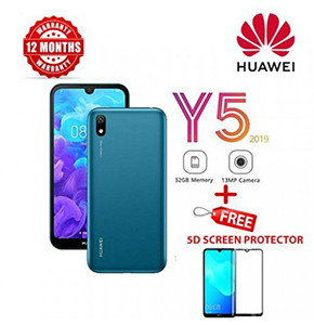 Huawei Y5 2019, 32GB + 2GB (Dual SIM), Blue + FREE 3D SCREEN PROTECTOR